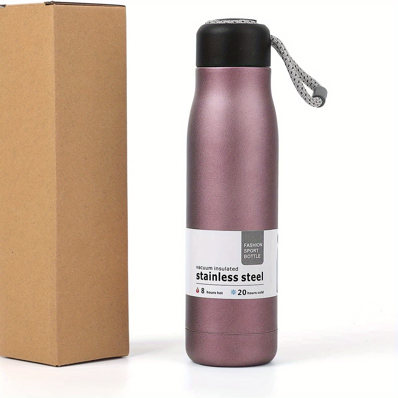 17oz Insulated Steel Water Bottle Strap Lid Keeps Drinks Cold