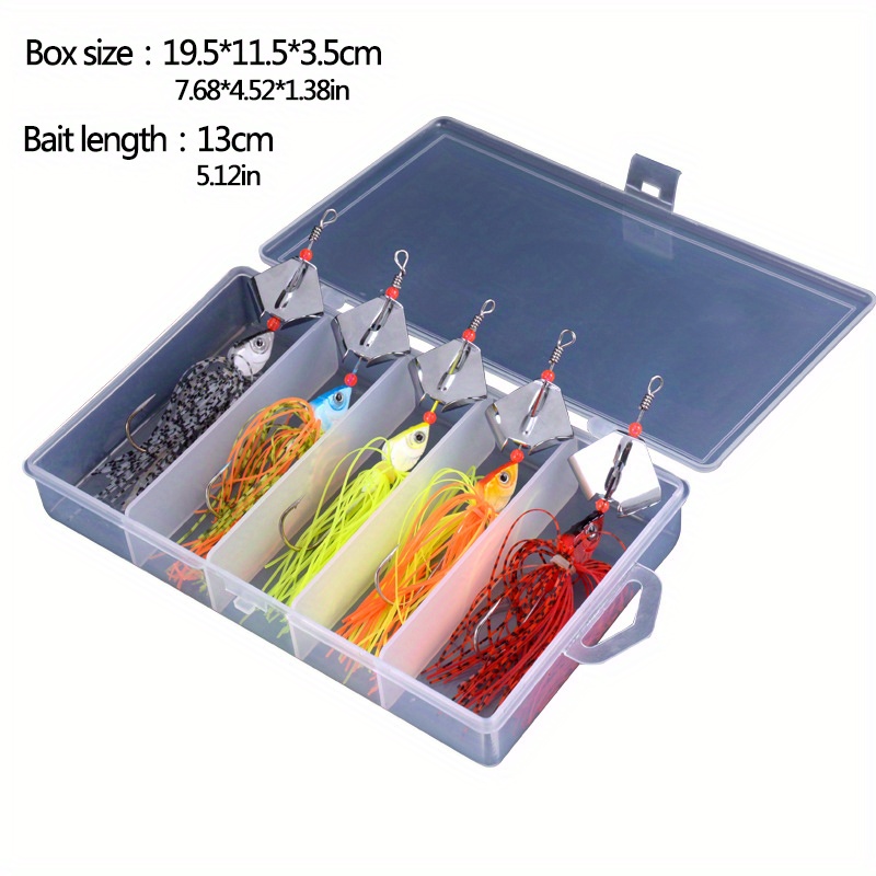 5pcs\box Weedless Chatter Bait Spinner Bait - Perfect for Catching Bass,  Pike, and Walleye Fish