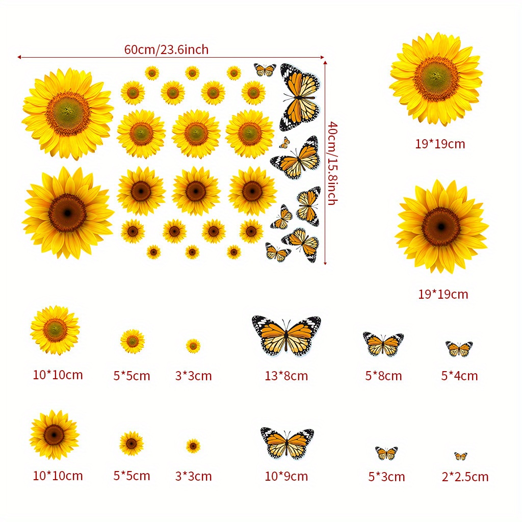 Sunflower Butterfly Wall Stickers Transform Windows Self Temu