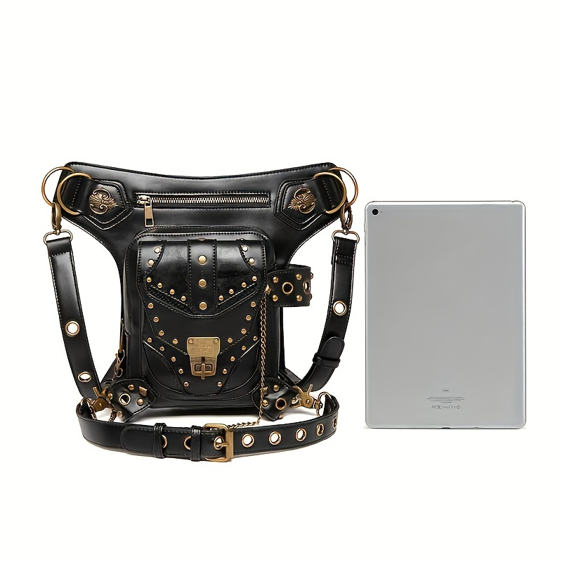 Steampunk Studded Decor Fanny Pack Retro Gothic Chain Waist Bag Halloween  Drop Thigh Bag For Victorian Cosplay - Bags & Luggage - Temu