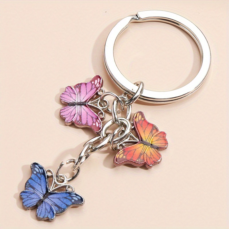 Gradient Butterfly Keychain Pendant for DIY Accessories