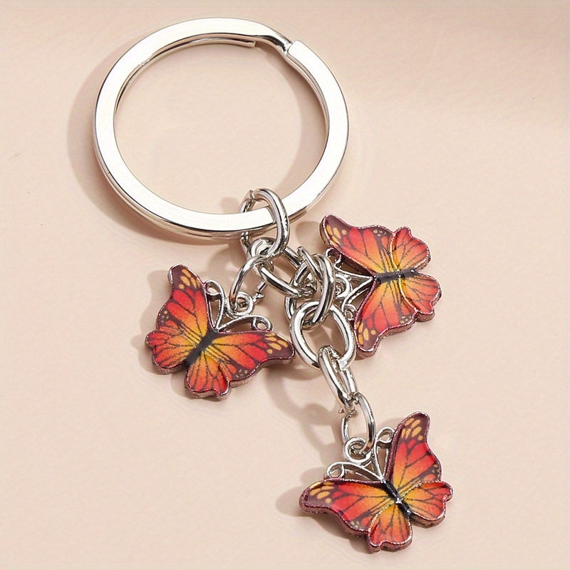 Gradient Butterfly Keychain Pendant for DIY Accessories