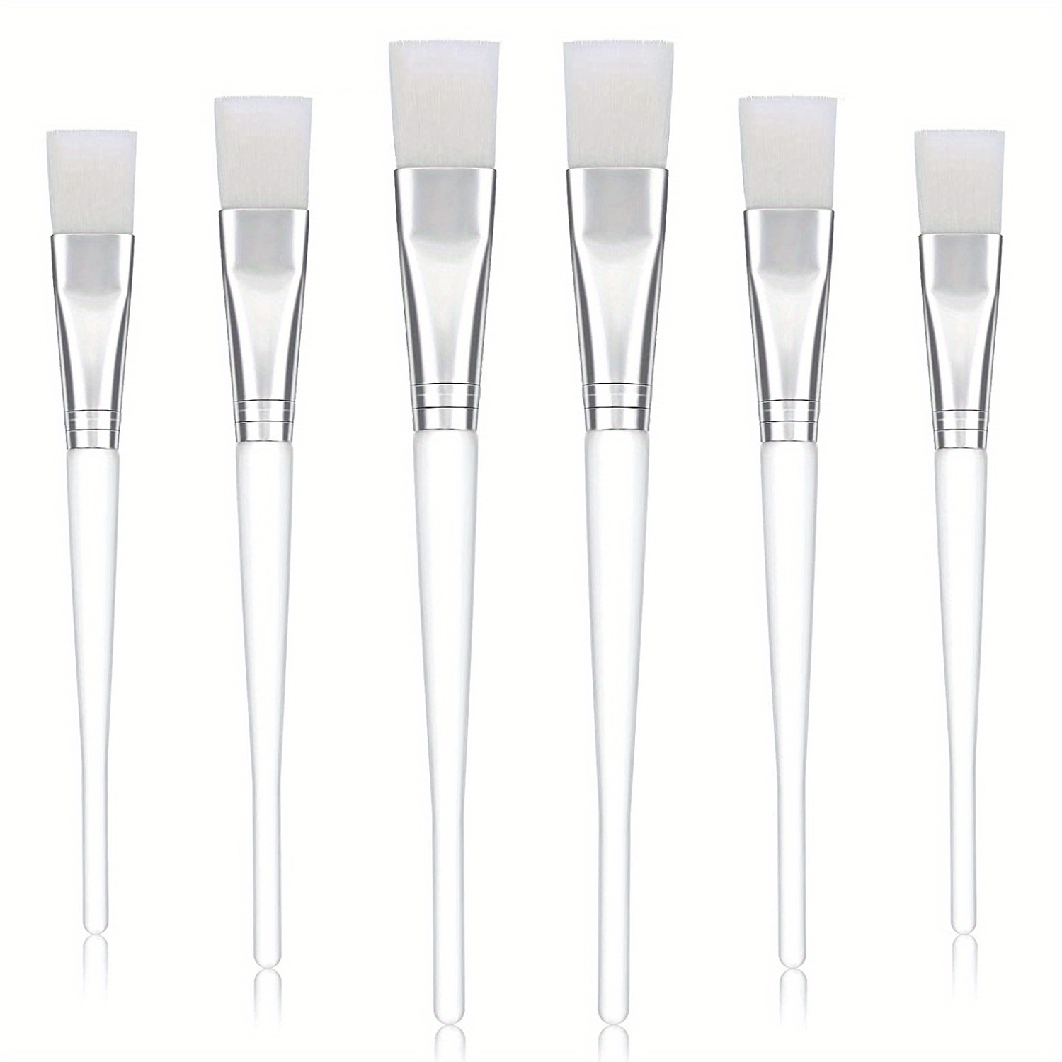 TEMU 6pcs Face-mask Brush Facial Applicator Brushes Esthetician Brushes With Hollow Clear Plastic Handle For Skin Care