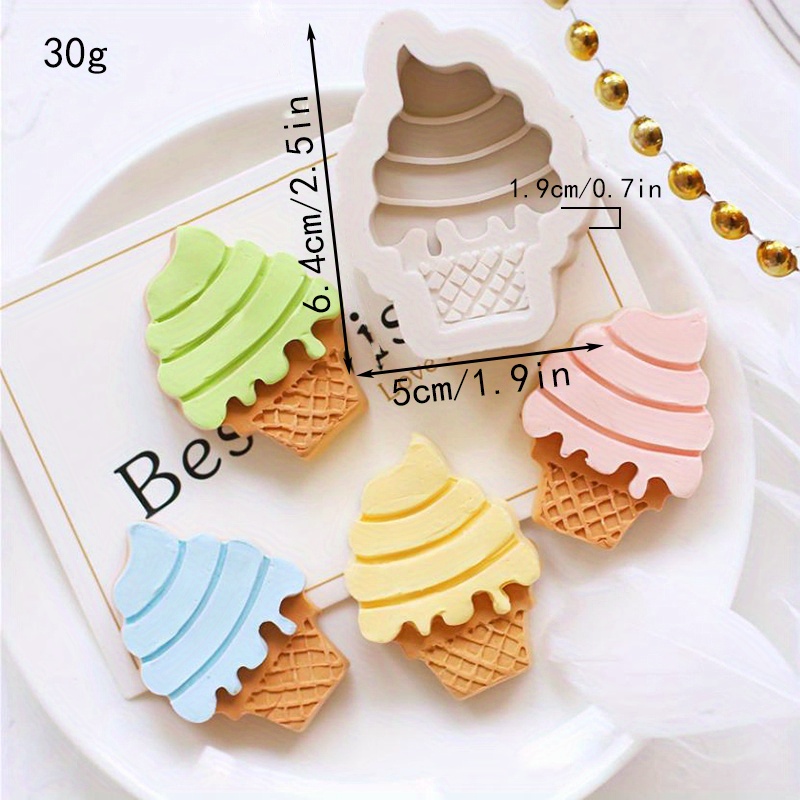 Image of Small Mini Silicone Mold Ice Cream Cone Scented Plaster Fondant Mold Soft Pottery Clay Resin Mold