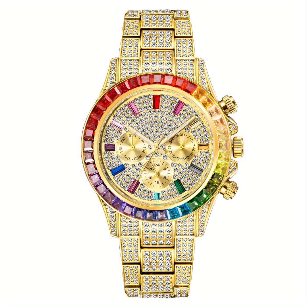 Reloj Hombre Missfox Marca Lujo, Reloj Aguja Larga Diamantes Imitación  Cuadrados, Chapado En Oro 18k, Resistente Agua, Hombres - Joyería  Accesorios - Temu Chile