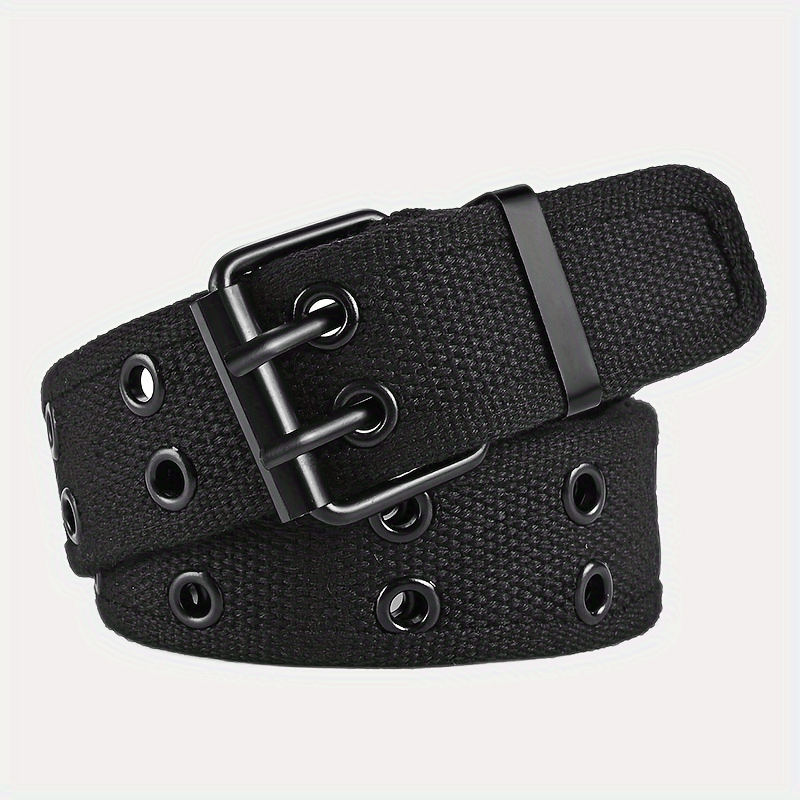 

1pc Men's Double Row Needle Buckle Canvas Belt Outdoor Sports Double-eye Belt A Belt That Can Be Worn By Men And Women Available In 5 Colors, Ideal Choice For Gifts