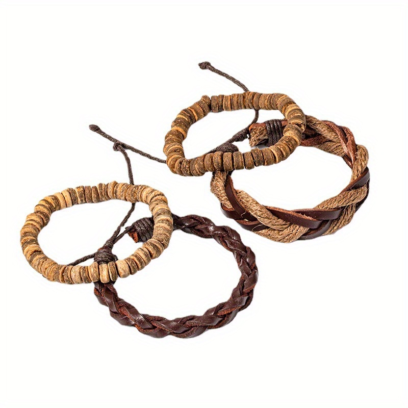 European and American Cross-Border PU Leather Woven Bracelet, Exotic Vintage Men's Multi-Layer Bracelet Jewelry, Low-Price Wholesale