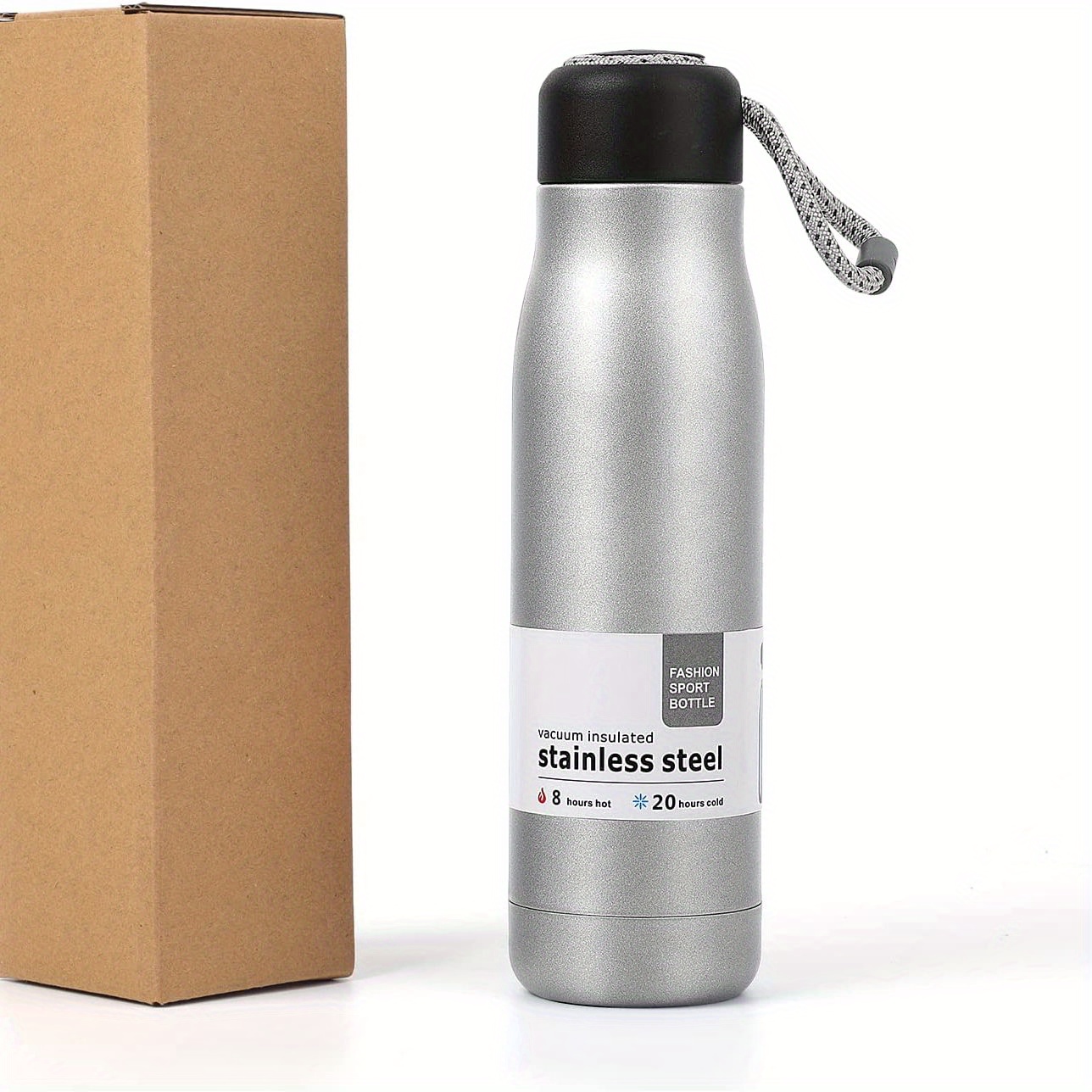 17oz Insulated Steel Water Bottle Strap Lid Keeps Drinks Cold