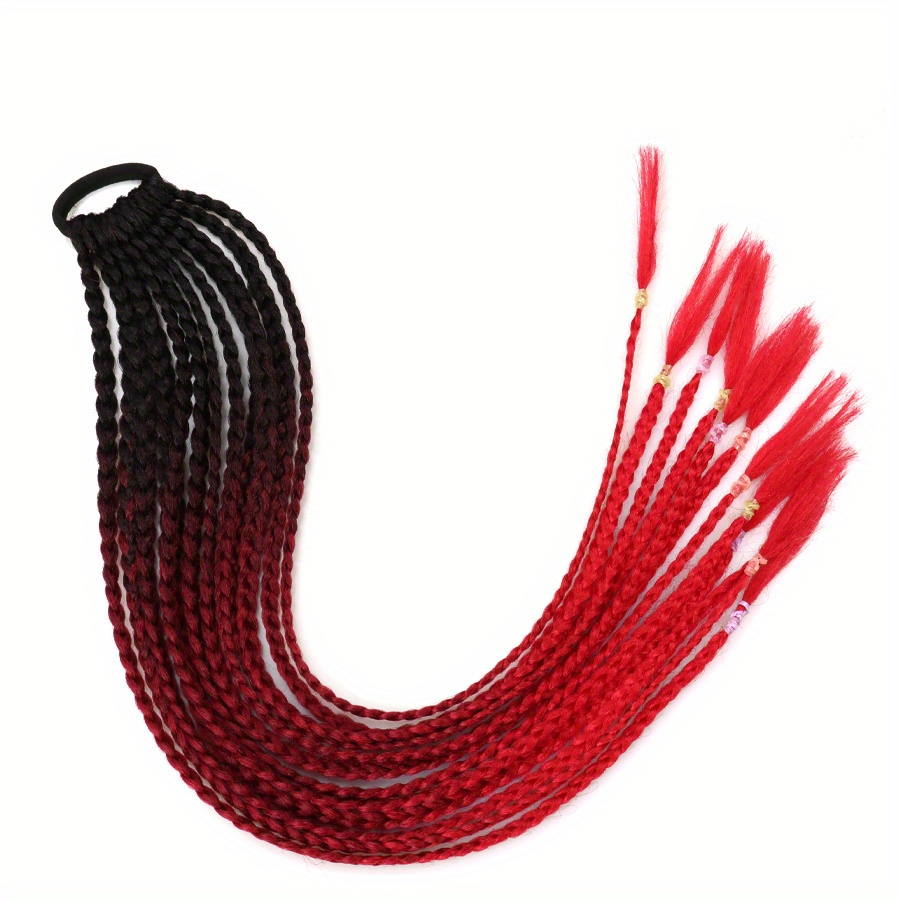 12 Pack Long Braid Hair Extensions with Elastic Bands - Rainbow Braids