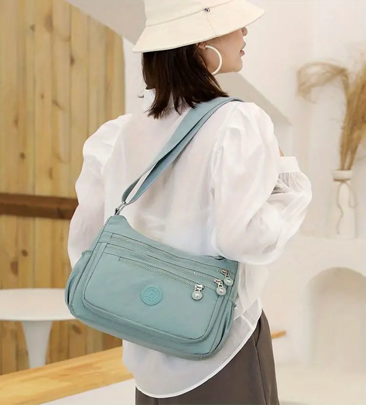 minimalist hobo shoulder bag solid color zipper crossbody bag womens casual bag details 3