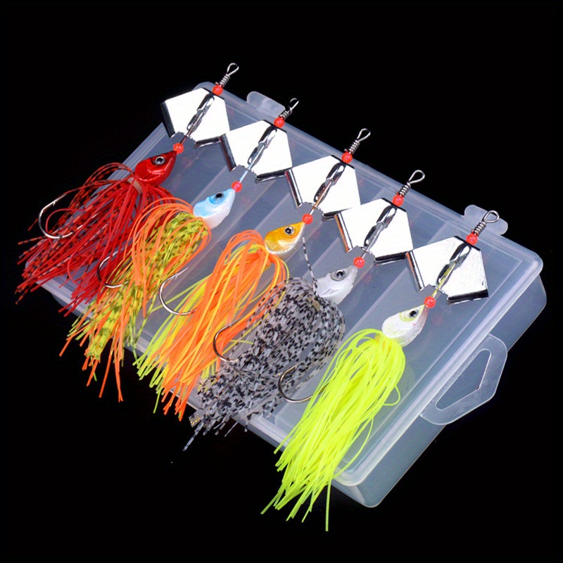 5pcsox Weedless Chatter Bait Spinner Bait - Perfect for Catching Bass,  Pike, and Walleye Fish
