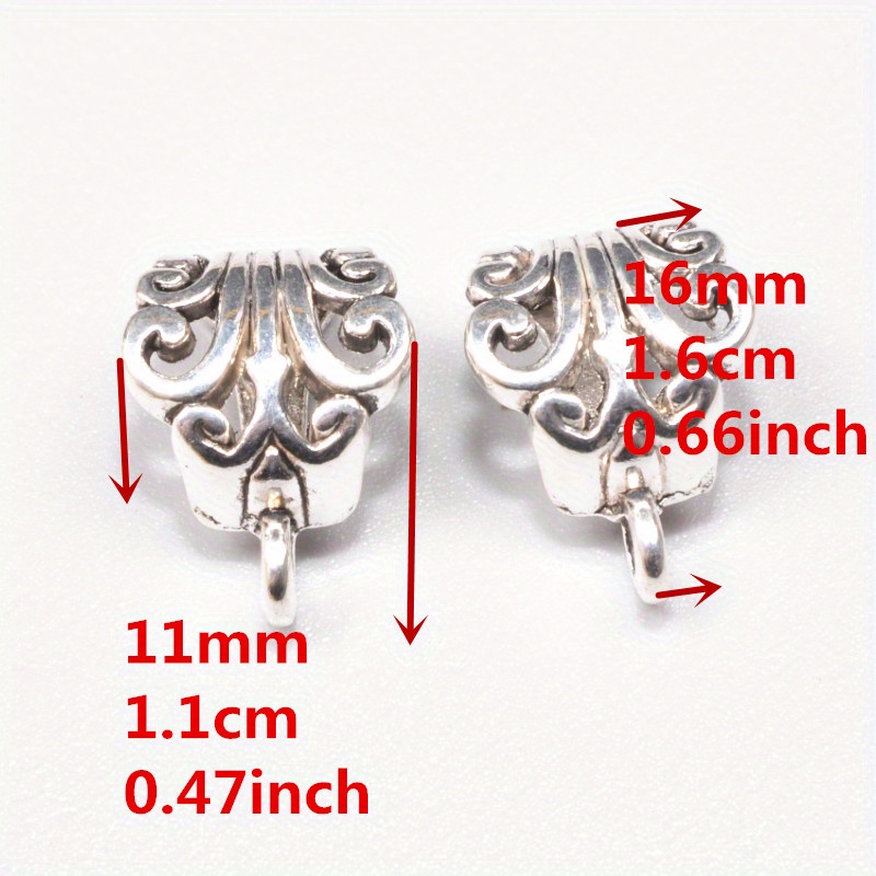 10pcs 11x16mm Hole Fit 5mm Wire Vintage Silvery Hollow Pendant Clasp Bails  Jewelry Connectors Creative Fashion For Necklace Bracelet Earrings Charms D
