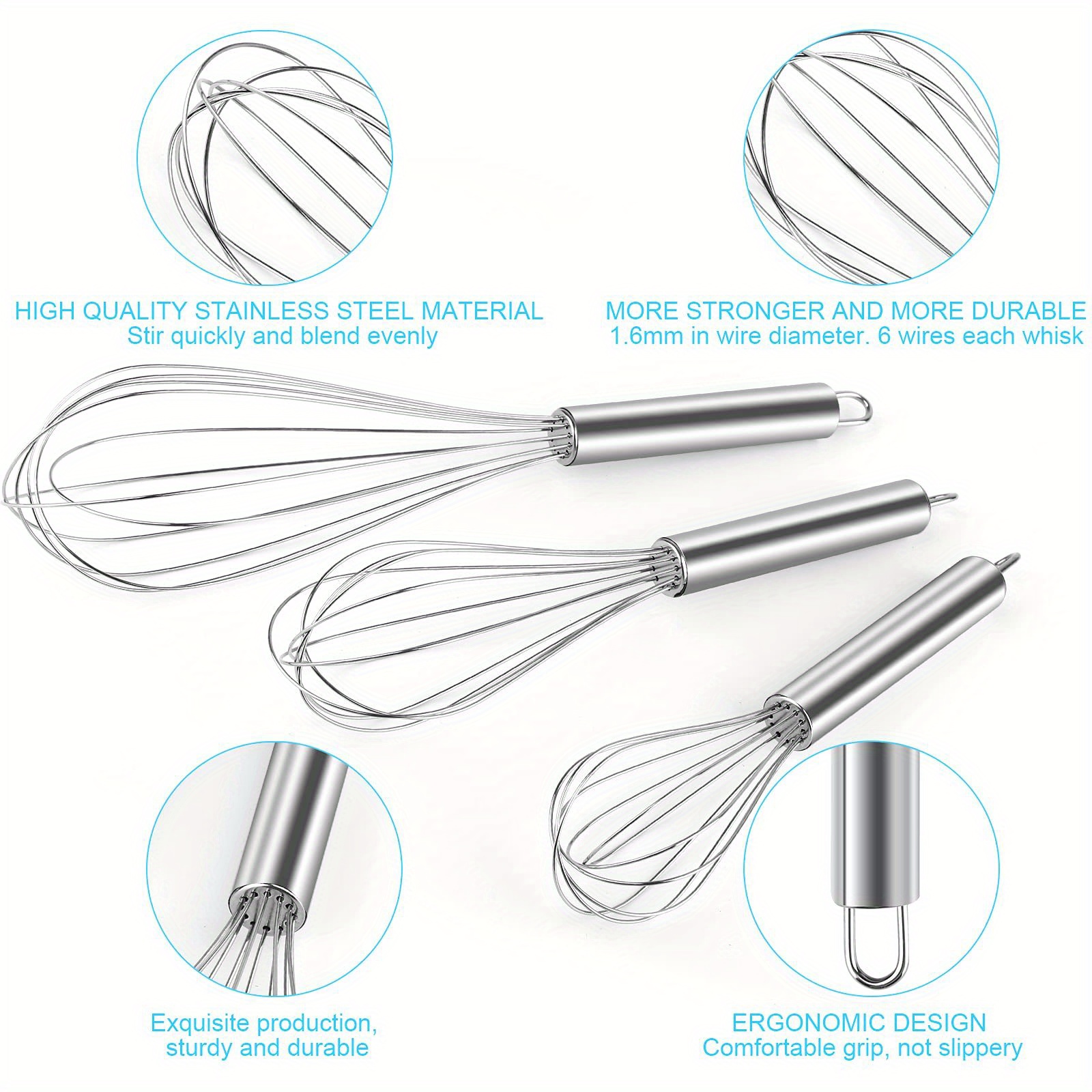 Stainless Steel Wire Whisk Sturdy Balloon Egg Beater For - Temu