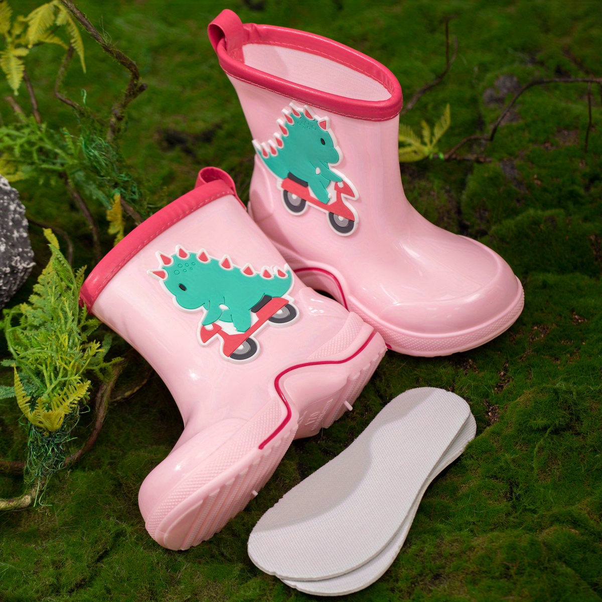 Botas De Lluvia Para Niñas Con Decoración De Dinosaurios De Dibujos  Animados - Calzado De Niños - Temu