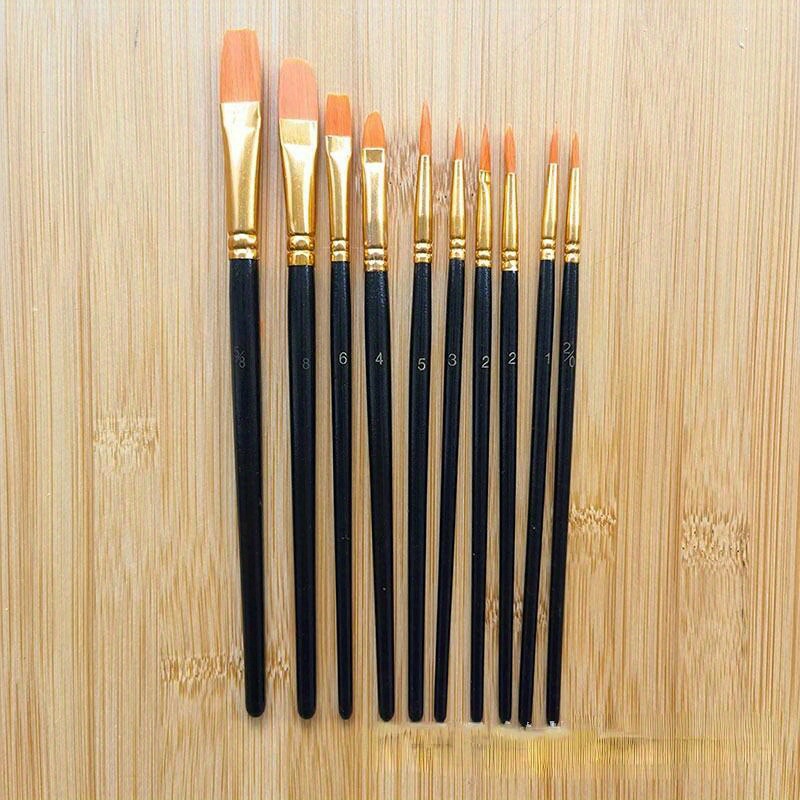 Nylon Head Brush Set For Acrylic Painting Bulk With Wooden - Temu
