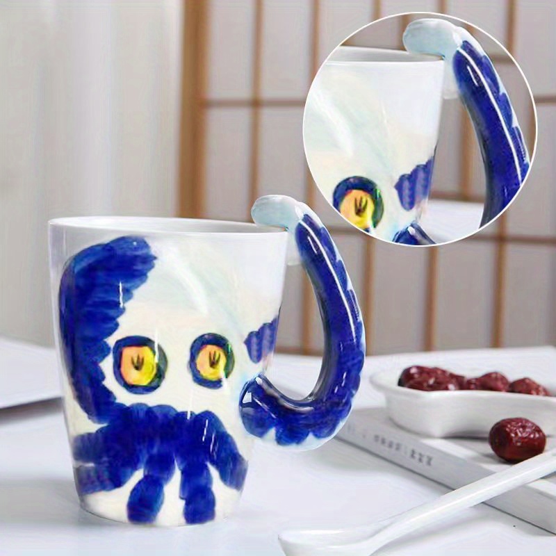 Creature Cups 11 oz. Blue/White Octopus Coffee/Tea Mug 3D Ceramic