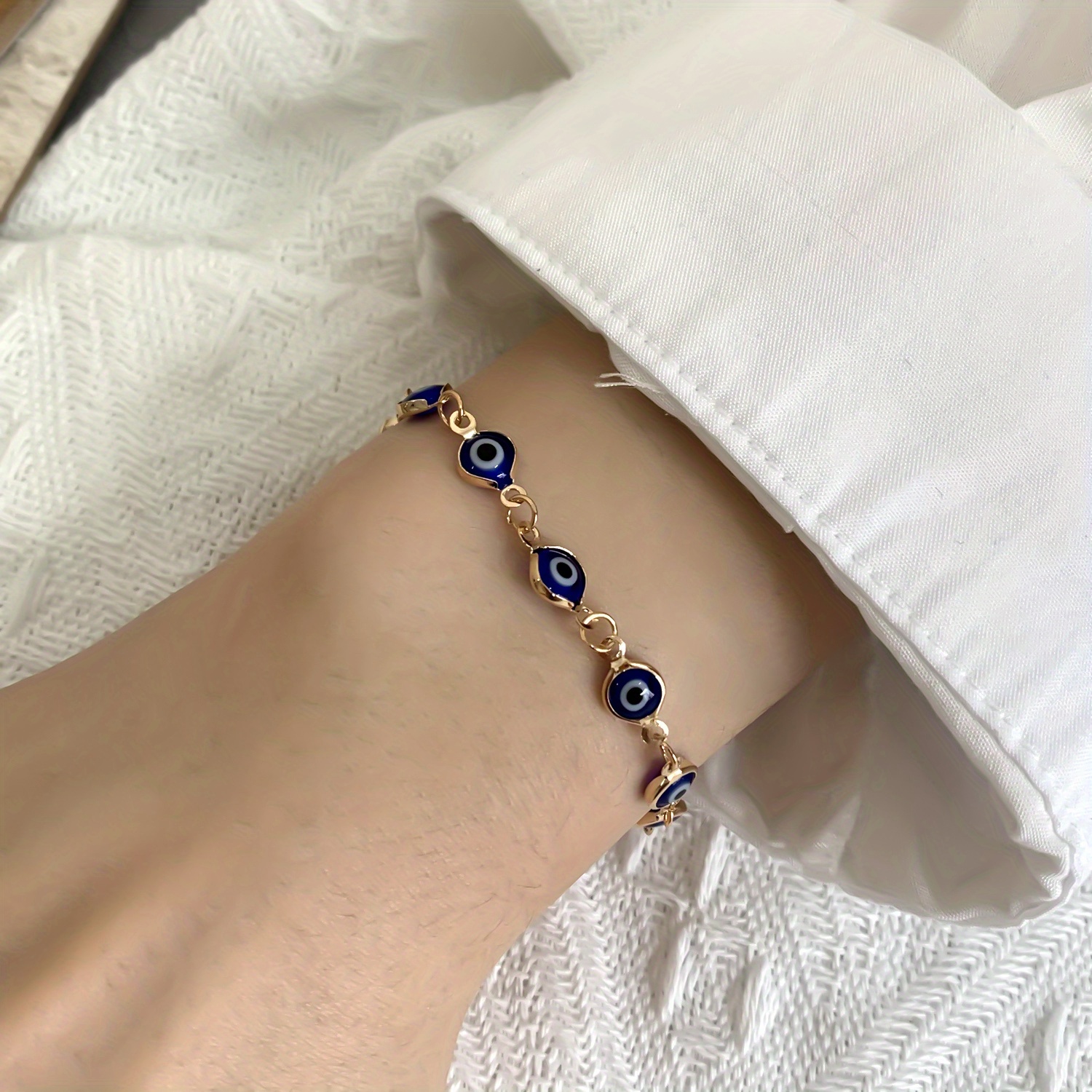 Lucky Evil's Eye Charm Bracelet Blue Eyes Hand Jewelry Women - Temu Canada