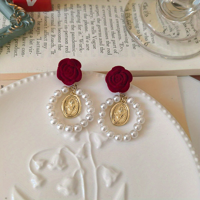 Rose flower deals design earrings