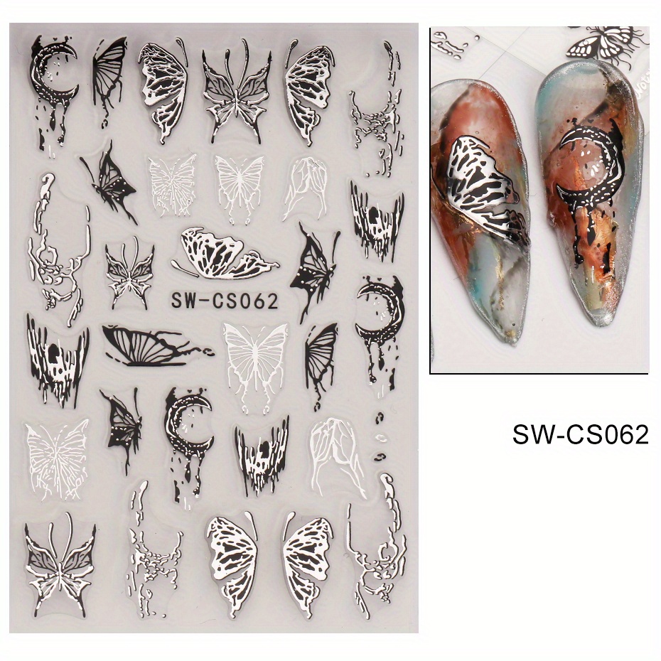 Sparkling Butterfly Moon 3d Nail Art Stickers - Self-adhesive Nail Decals For Women's Acrylic Nails - Easy To Apply And Long-lasting Nail Art Decorations