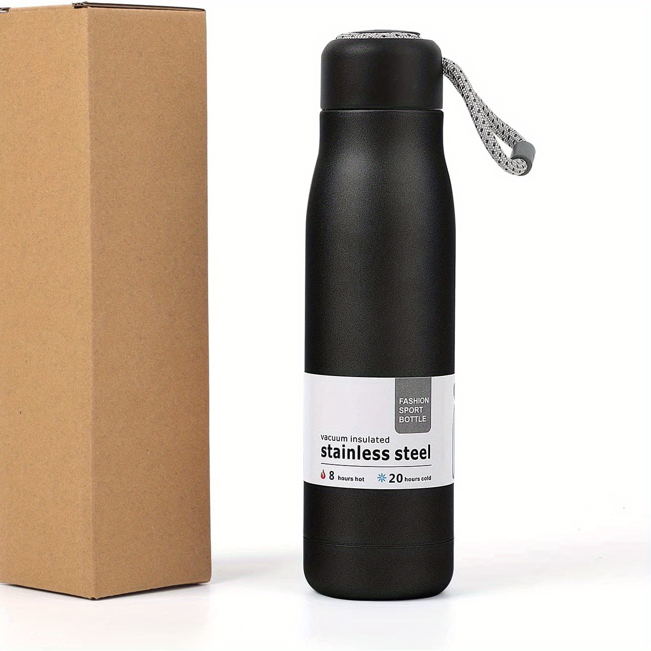 17oz Insulated Steel Water Bottle Strap Lid Keeps Drinks Cold