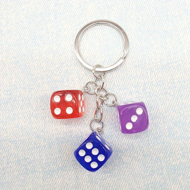 Blue dice key ring