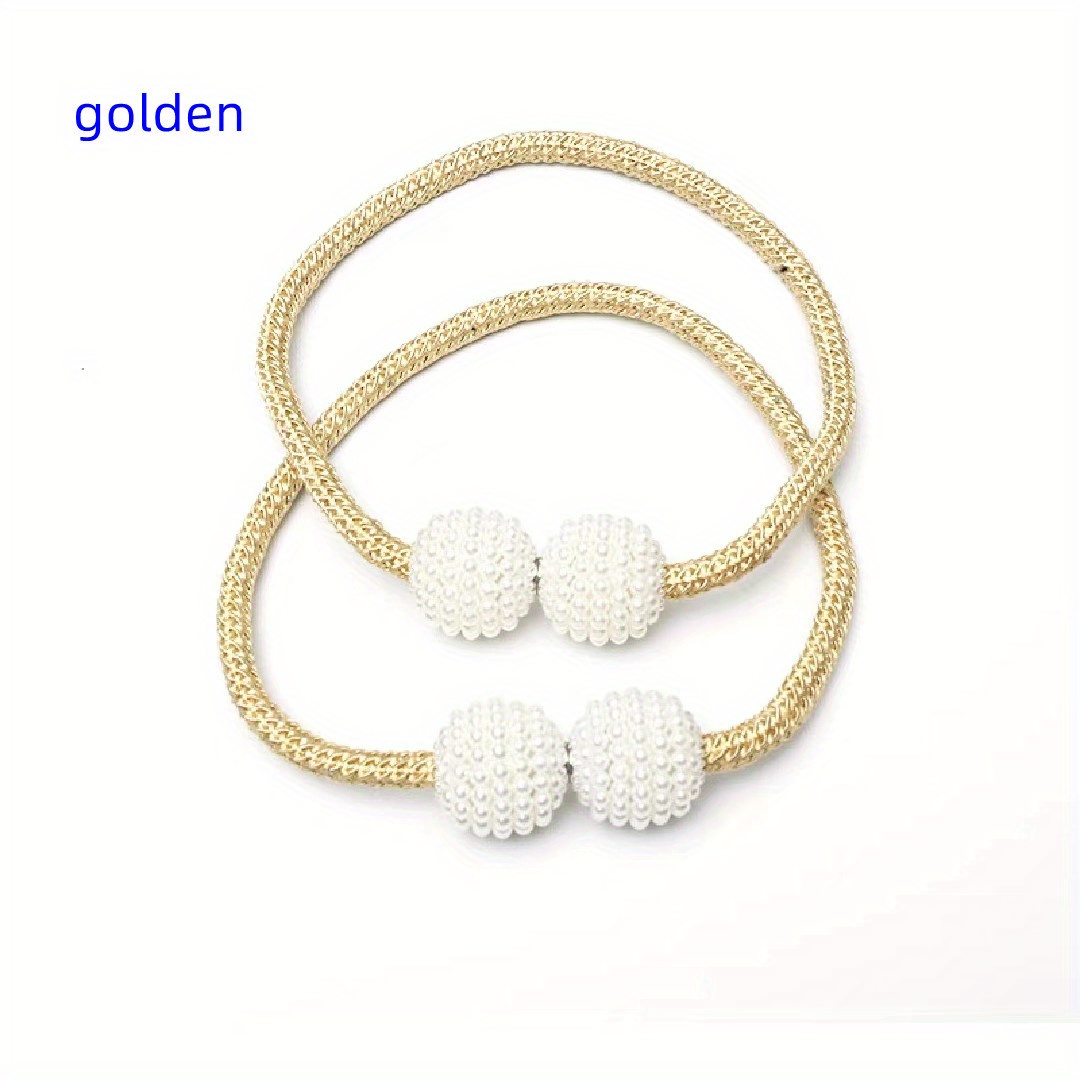 5 Colors to Choose From, 2pcs Faux Pearl Curtain Straps Magnetic Curtain Buckle Curtain Accessories Curtain Tiebacks for Living Room Bedroom Office Home Decor