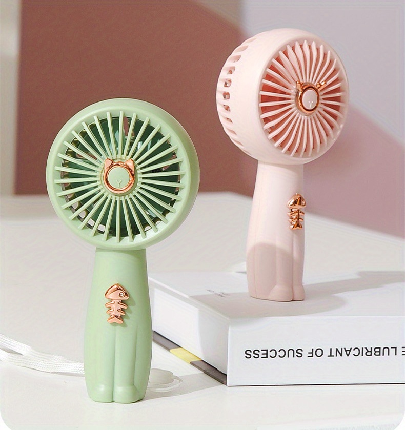 TOOP Cartoon Mini Handheld Fan with Light, ABS Material, USB Rechargeable 500mAh Lithium Battery, Portable Desktop Cute Fan for Summer Gift details 5