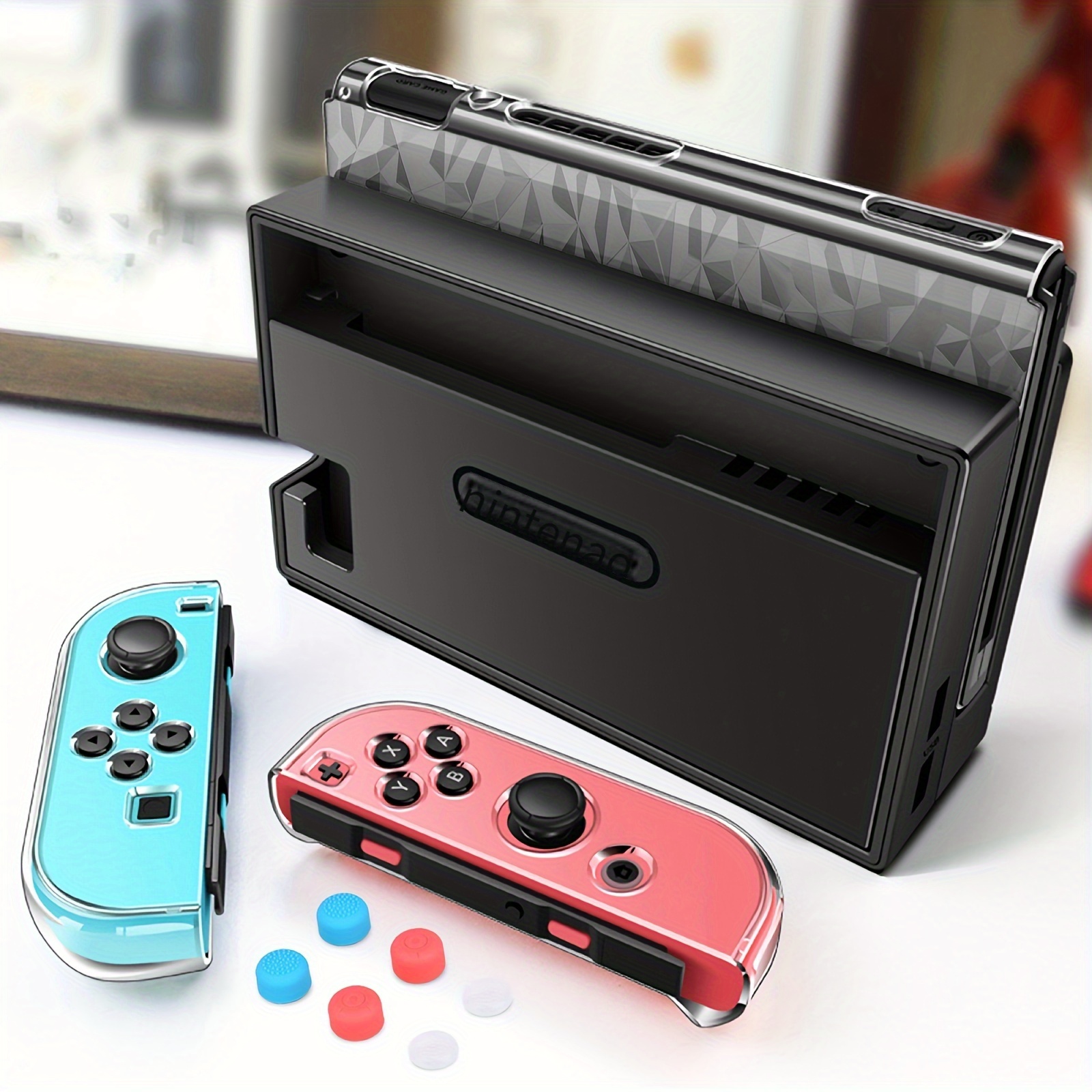 Funda Switch para Nintendo Switch acoplable con protector de pantalla,  funda protectora transparente para Nintendo Switch y JoyCon controlador con  un