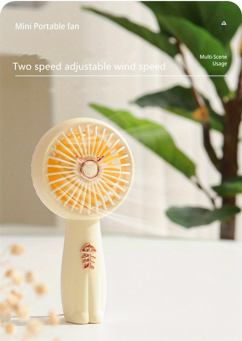 TOOP Cartoon Mini Handheld Fan with Light, ABS Material, USB Rechargeable 500mAh Lithium Battery, Portable Desktop Cute Fan for Summer Gift details 6