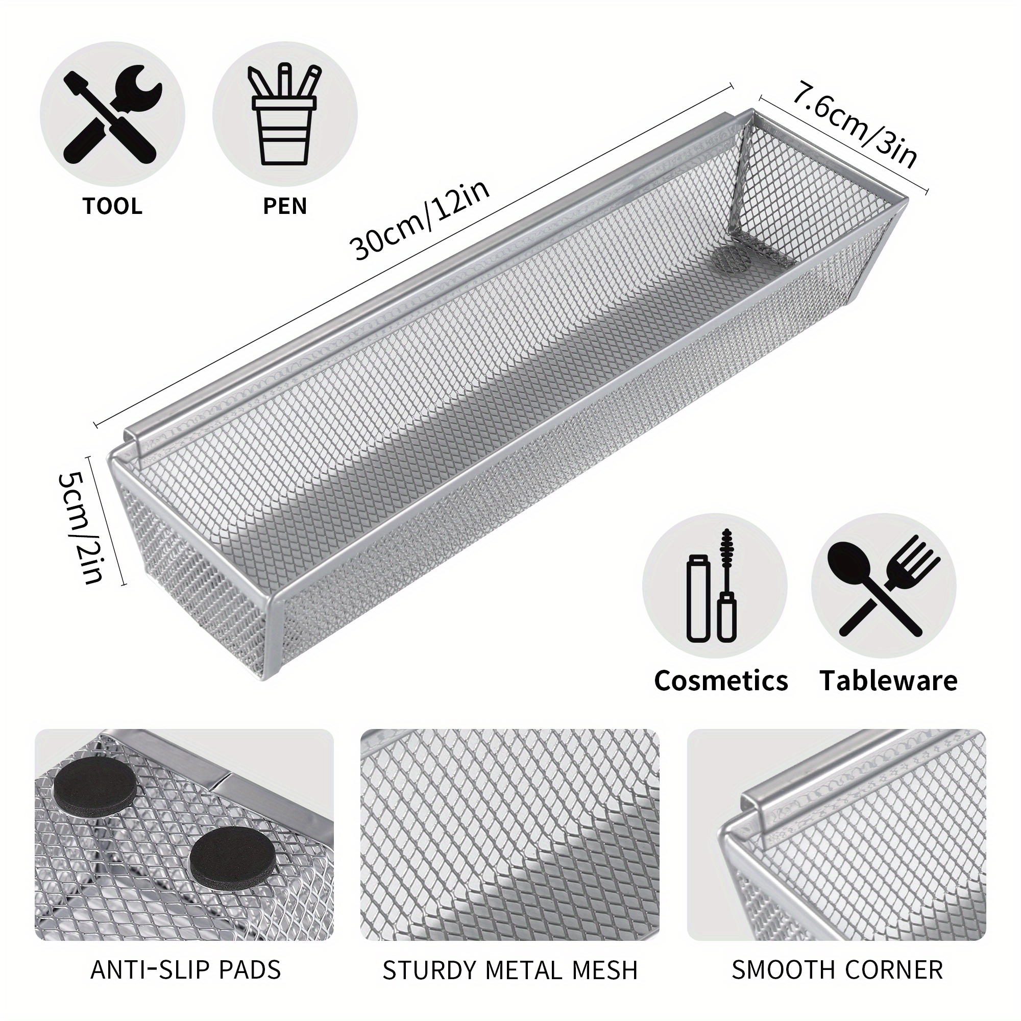 Silverware Drawer Organizer Mesh Utensil Organizer For - Temu