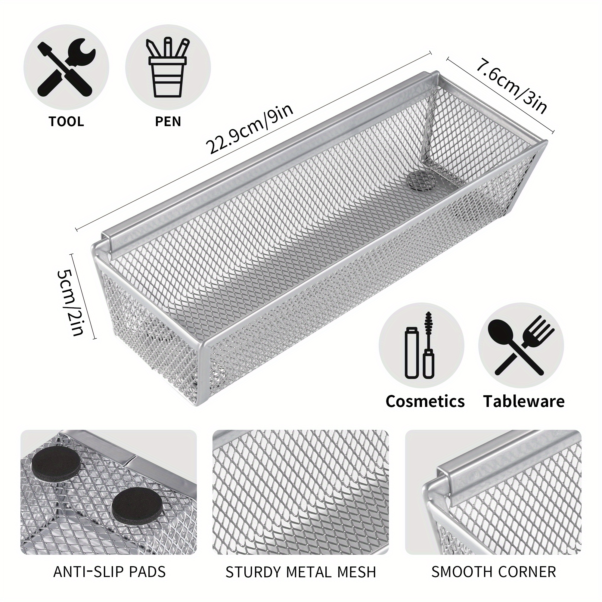 IOAIANIA Kitchen Drawer Organizer, Metal Silverware Utensil Organizer, Deep  Mesh Wire, Premium Cutlery Tray for Knives, Forks, Spoons, Makeup Drawer 
