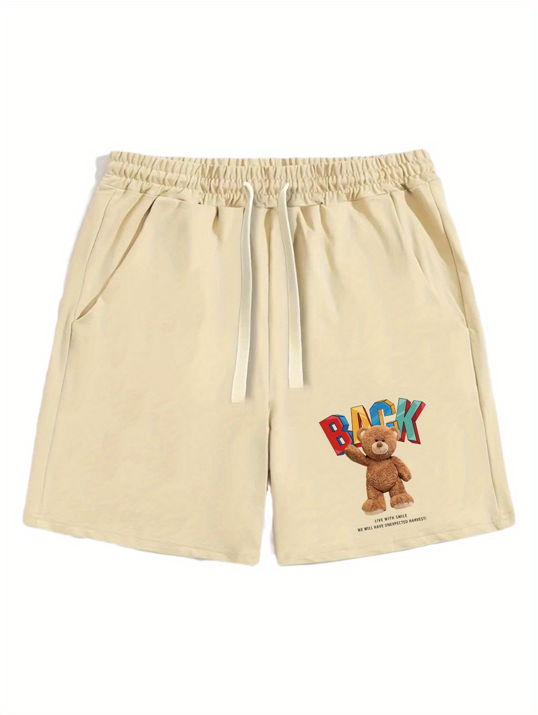 Teddy Print Men's Drawstring Shorts Summer Clothings Temu Australia