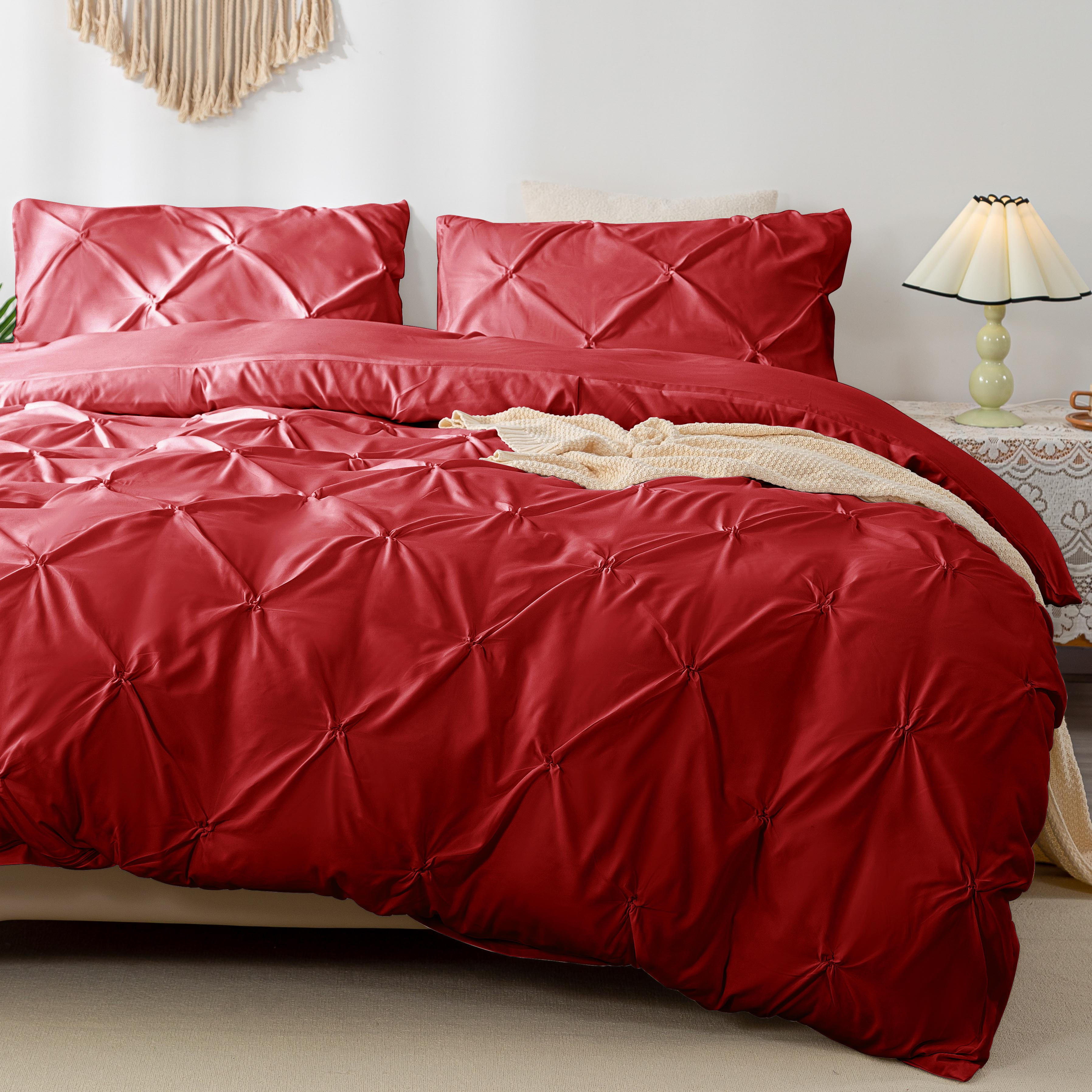 Juego de cama de 3 unidades, cobertor con impresión de flores rojas, estilo  oriental jap…Ver más Juego de cama de 3 unidades, cobertor con impresión