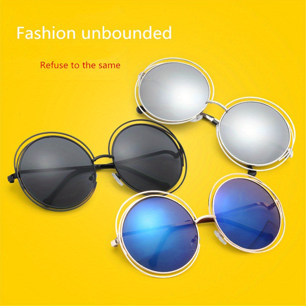 oversized round hollow for women men   designer metal glasses for summer beach party fashion glasses details 2