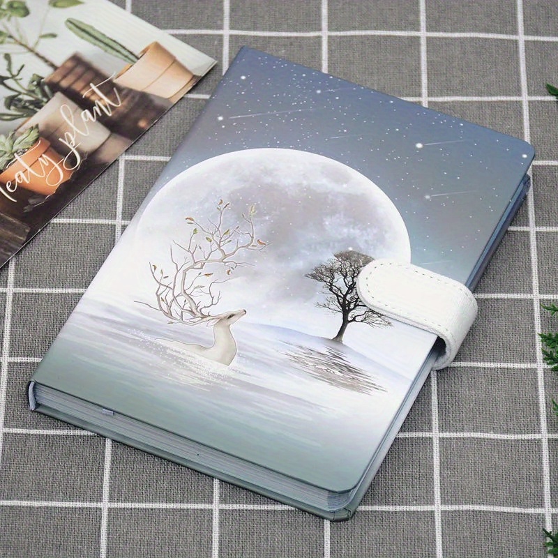 Elk Color Page Book, Magnetic Book Hardside Hardcover Book A5 Size 112 Sheets Hand Account Book Journal Book