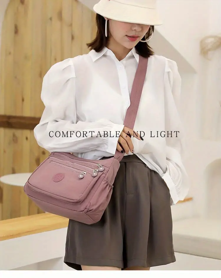 minimalist hobo shoulder bag solid color zipper crossbody bag womens casual bag details 1