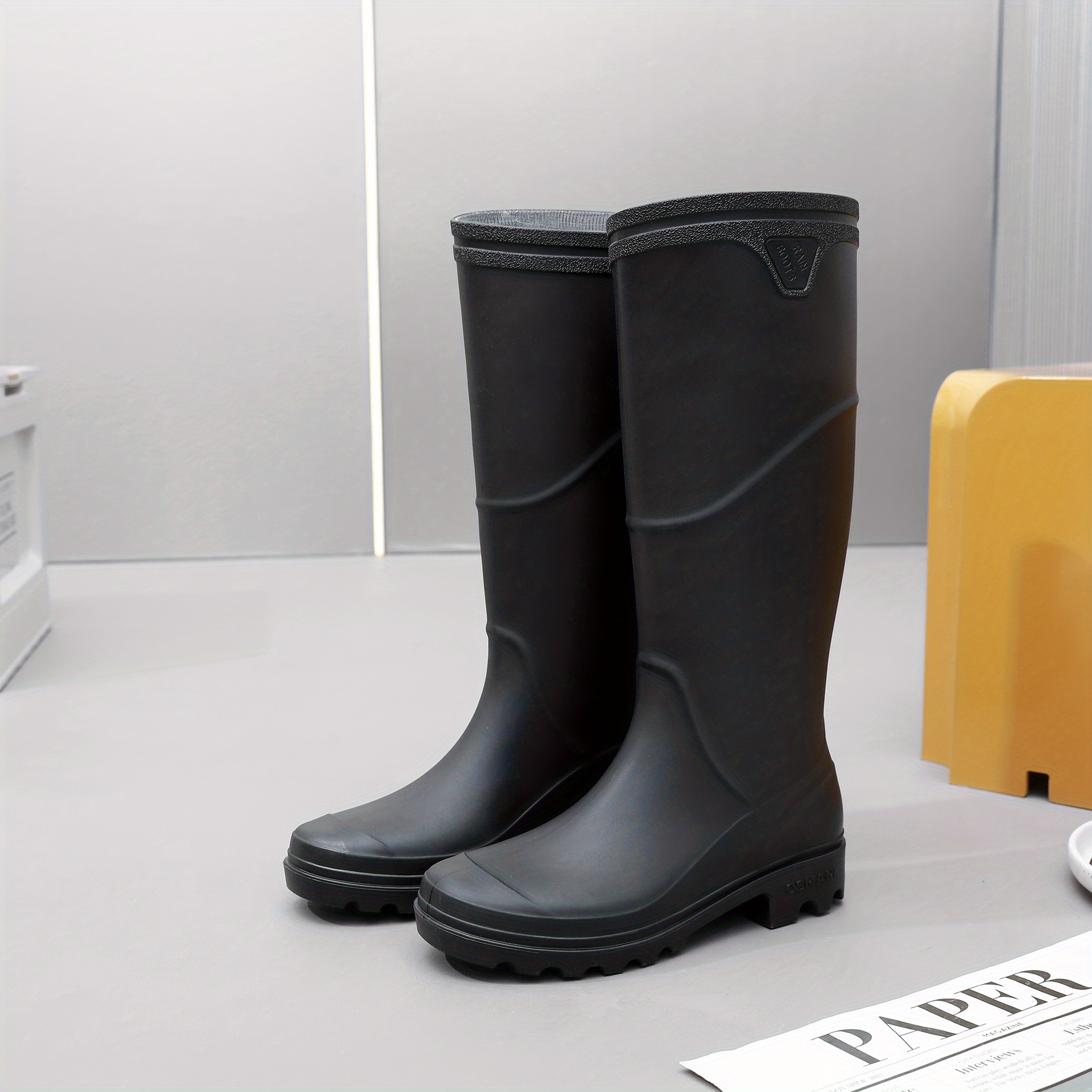 Men's High Top Rain Boots Wear Resistant Waterproof Non Slip Galoshes ...
