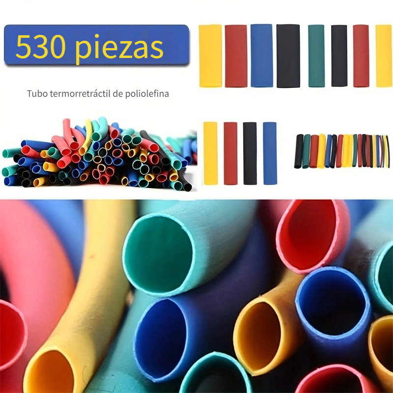 530 PCS SURTIDO TUBO TERMORETRACTIL DE COLORES AISLANTE PARA