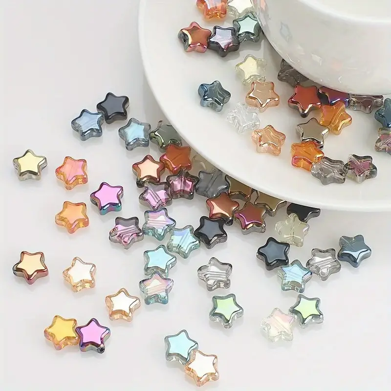 Diy Star shaped Beads Star shaped Glass Spacer Beads Colored - Temu