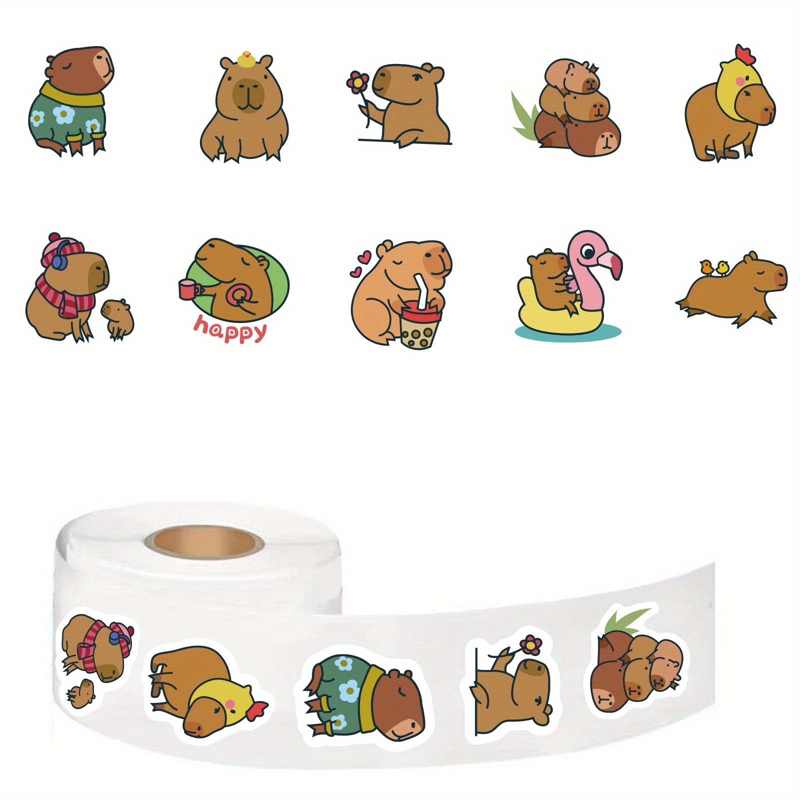 Kawaii Capybara Waterproof Stickers For Luggage Bike Bumper - Temu