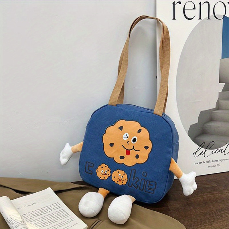 1pc Blue Everyday Use Handbag With Pendant, Letter Print Shoulder