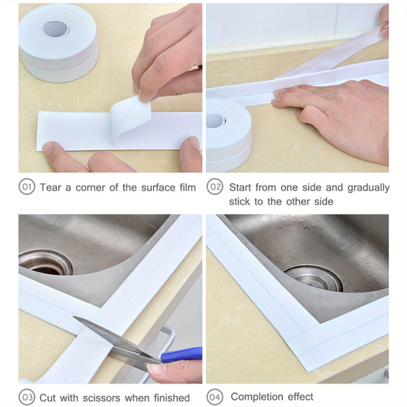 Pvc Waterproof Shower Sealing Strip Tape Self Adhesive Wall Temu