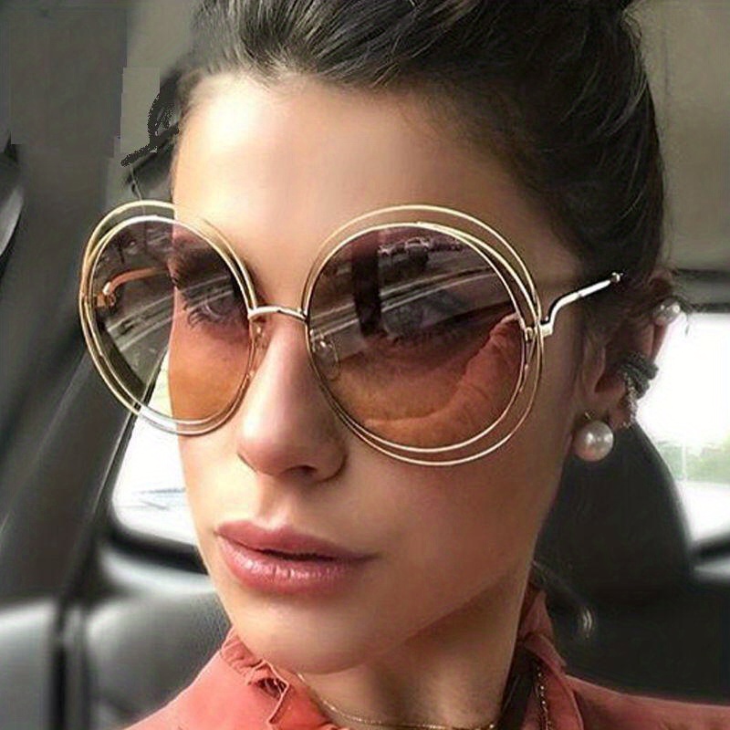 oversized round hollow for women men   designer metal glasses for summer beach party fashion glasses details 1