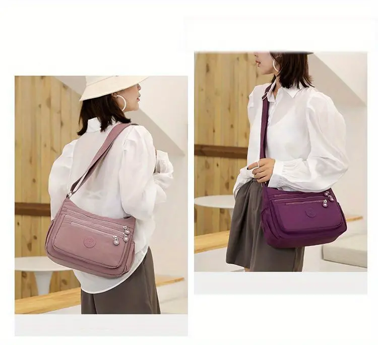 minimalist hobo shoulder bag solid color zipper crossbody bag womens casual bag details 4