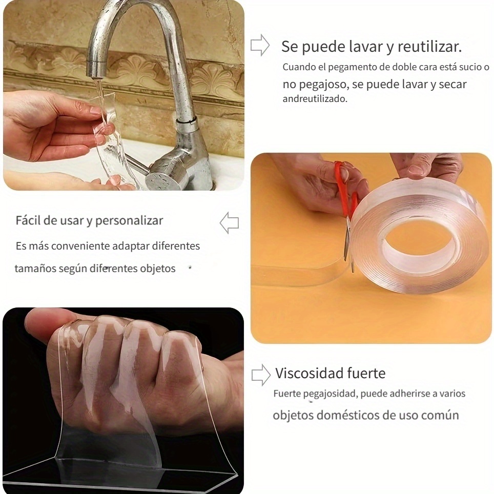  Cinta nano de doble cara resistente como se ve en la