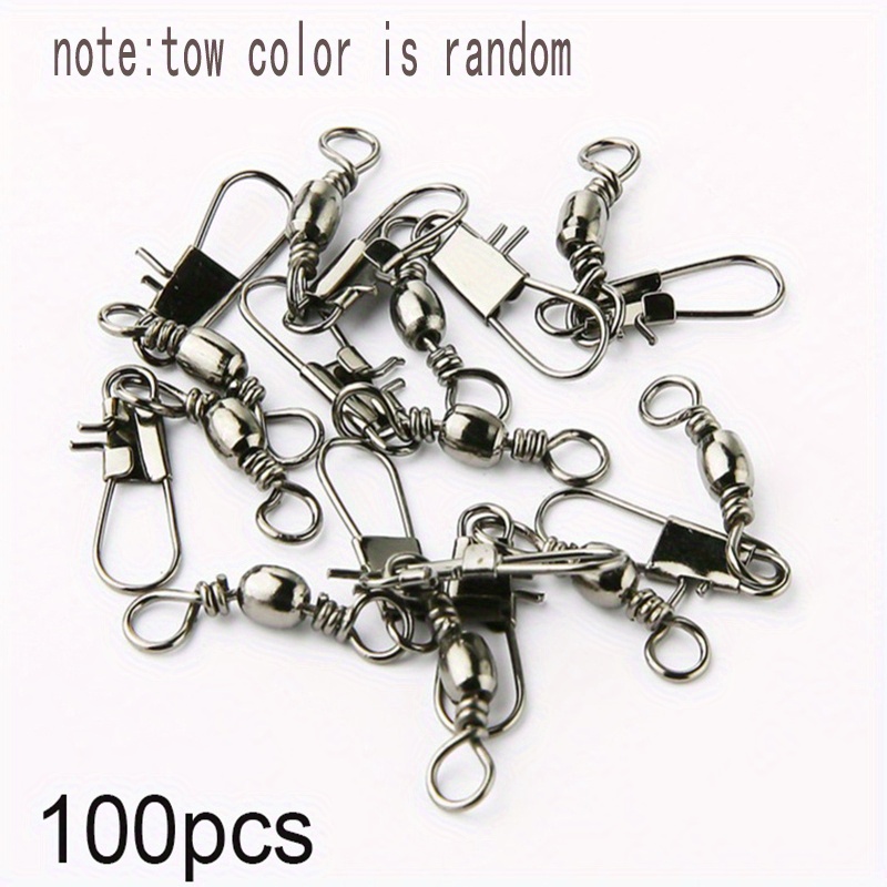 Rolling Fishing Swivels with Snaps, 100pcs High Strength Barrel Snap  Swivels Fishing Tackle Fishing Line Connector