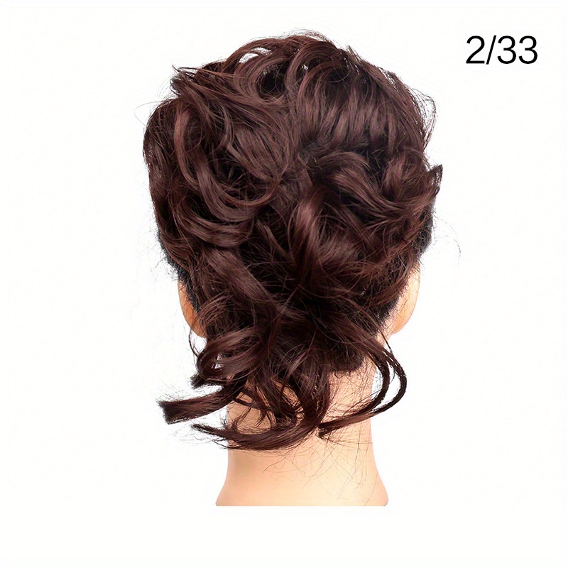 Curly Synthetic Messy Chignon Brown Donut Hair Bun