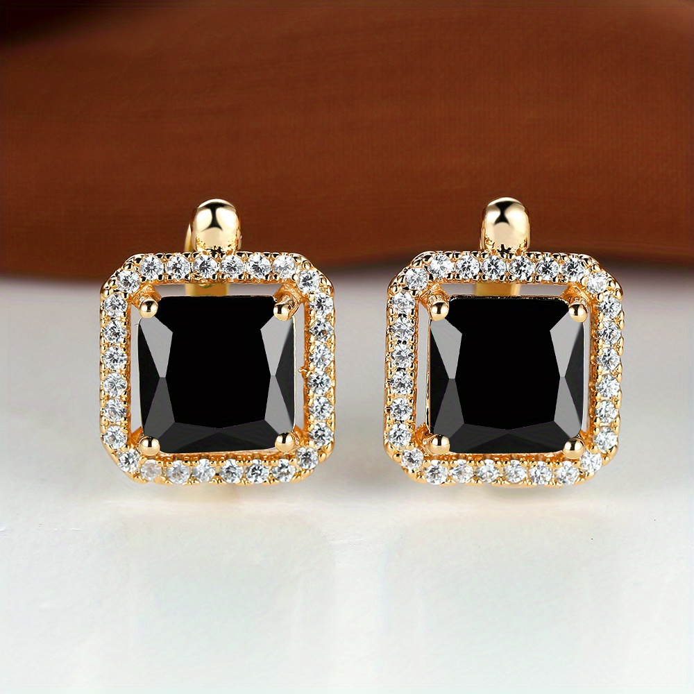 Square Cut Green Stone Drop Dangle Earrings for Women