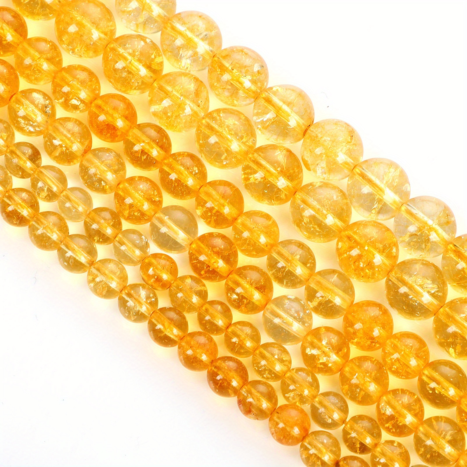 

30pcs Perles en Pierre Naturelle de Citrine Jaune de 8mm - Perles Rondes Lâches pour la Fabrication de Bijoux DIY, Fournitures pour Bracelets et