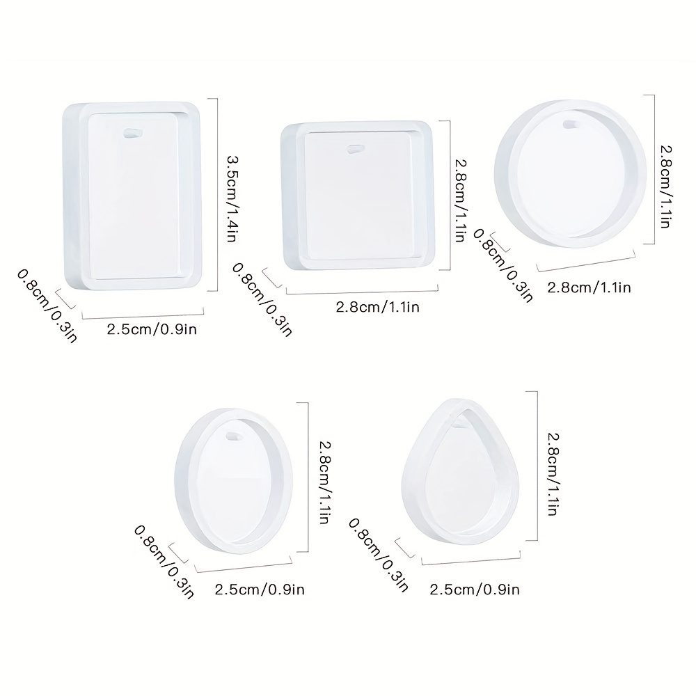 Image of 5pcs/set Resin Pendant Silicone Casting Mold Drops Oval Shape Mirror Epoxy Resin Silicone Mold For Diy Keychain Necklace Resin Earrings Small Pendant
